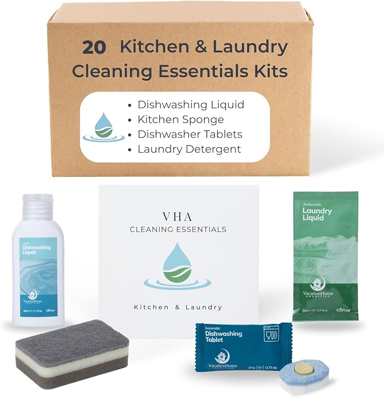 Air bnb Essentials Kitchen & Laundry Amenity Kits for Hosts: 20 Pre-Pa