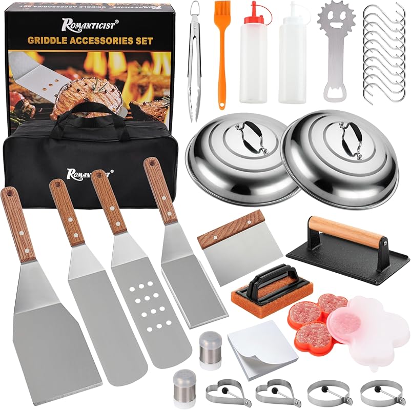 ROMANTICIST 132PC Professional Griddle Accessories Kit: Heavy Duty Sta
