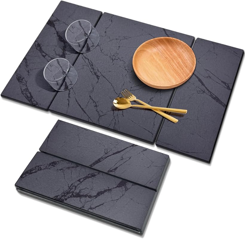 Large Marble Diatomaceous Earth Drying Mat - Collapsible, Quick Dry, W
