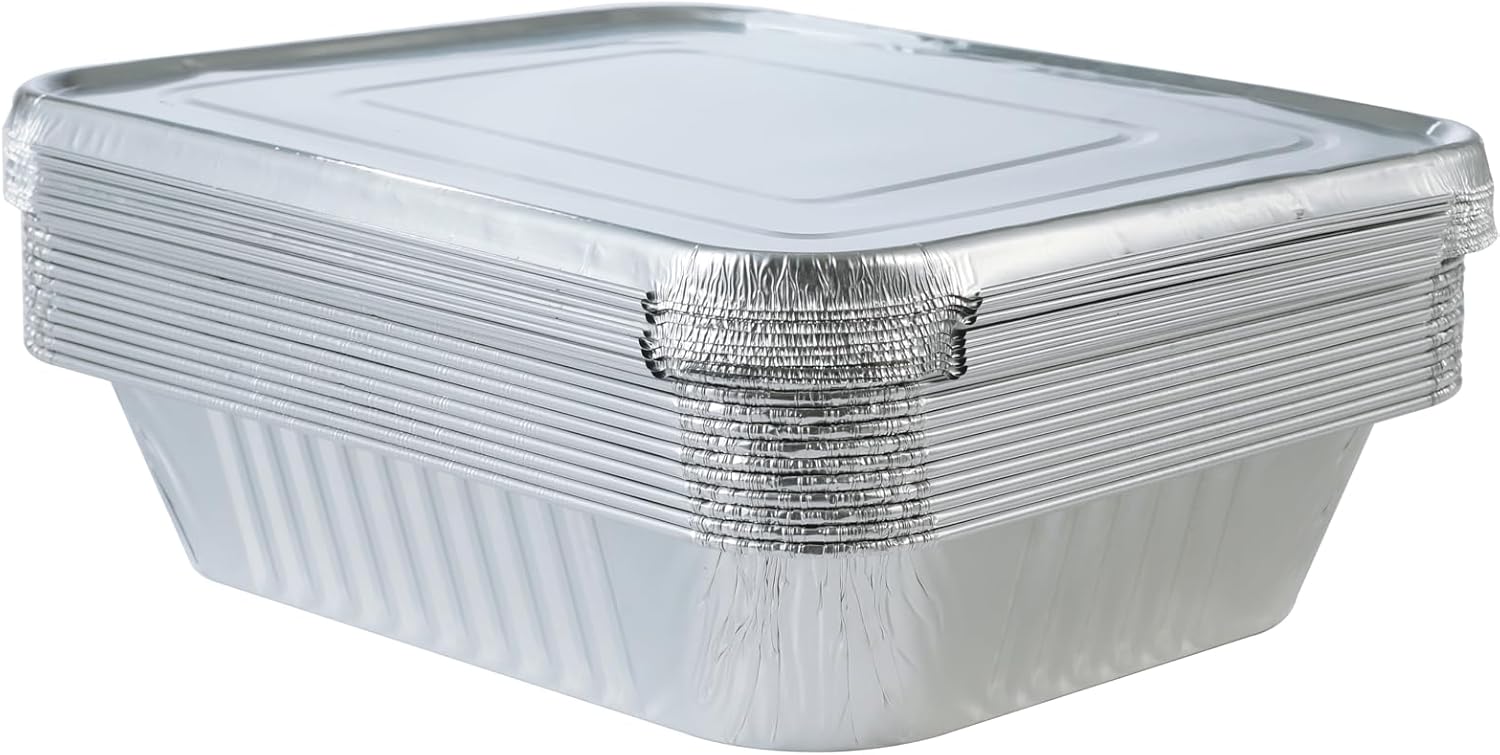 10 Sets Half-Size 9x13 Inch Disposable Aluminum Foil Pans with Lids fo