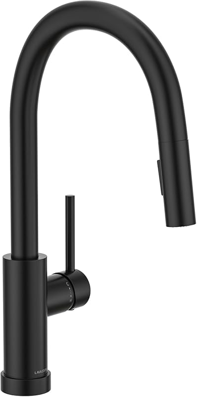 Lava Odoro Matte Black Single Hole Pull Down Kitchen Faucet, 2-Functio