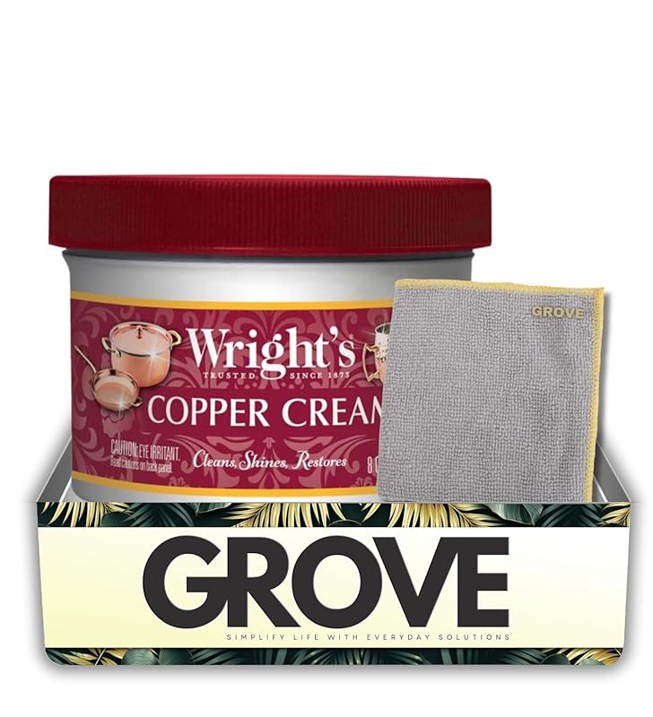 Wright's Mild Scent Copper Cleaner 8 oz Cream Polish Bundle with Micro