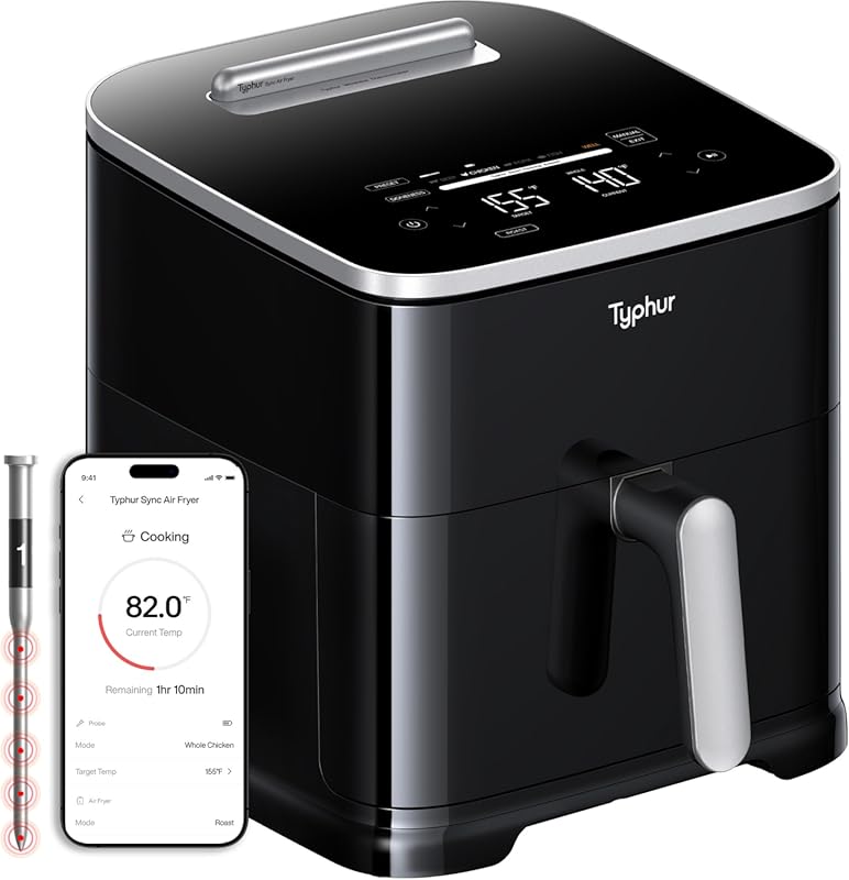 Typhur Sync 8QT AI Smart Air Fryer, 9-in-1 Ceramic, Wireless Meat Ther