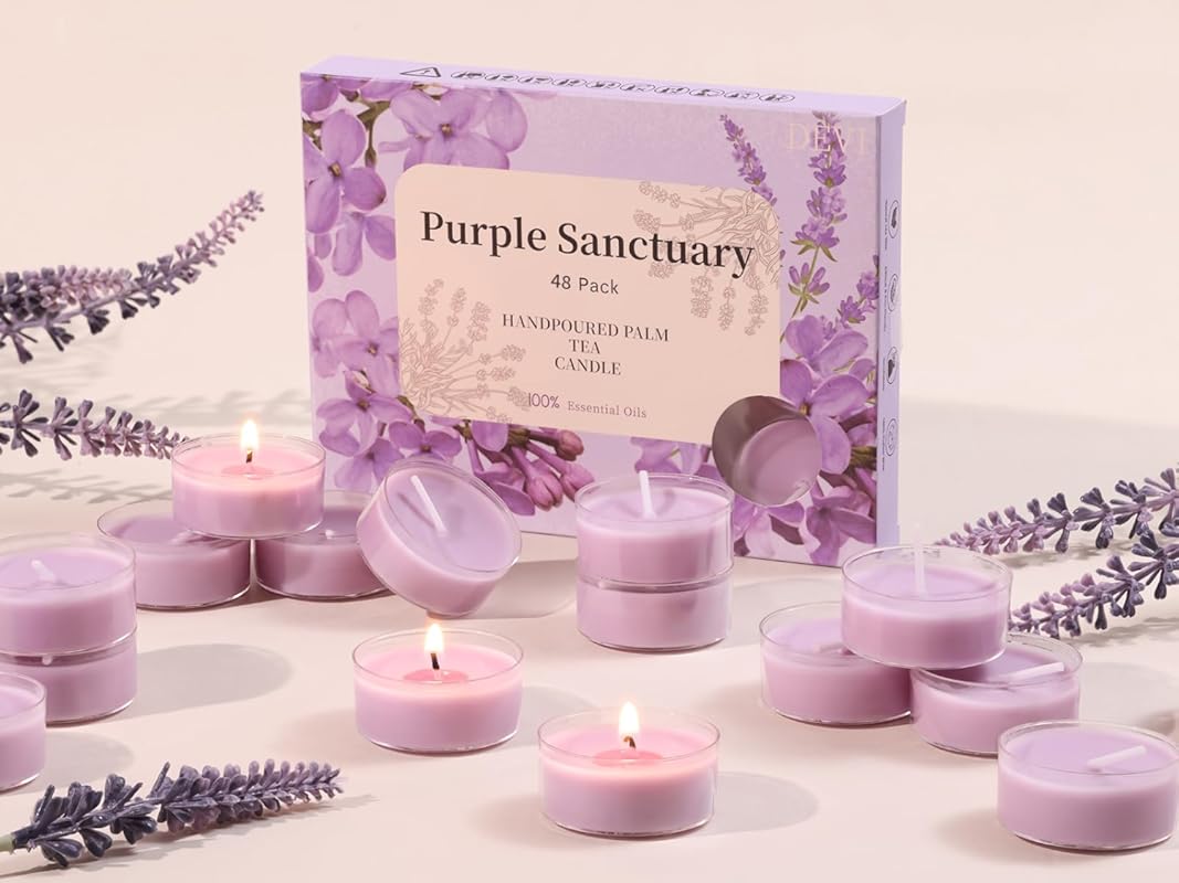 DEVI Eucalyptus & Lavender Highly Scented 48 Pack Tea Lights, 5-6 Hour