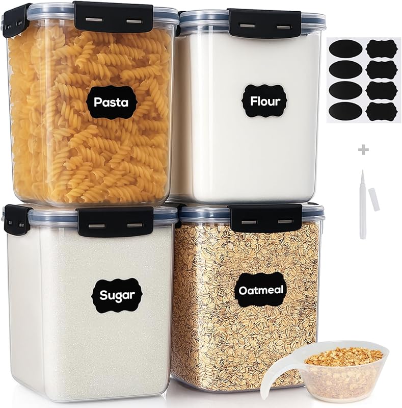 Large Thicker Airtight Food Storage Containers (4 pcs) 5.3L with Lids