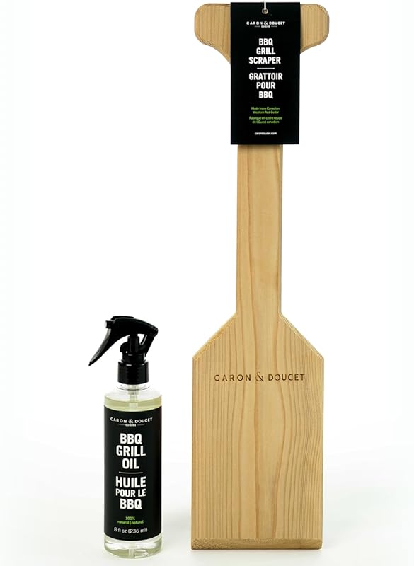 Caron & Doucet BBQ Grill Cleaner Oil & Natural Cedar Wood Scraper Bund