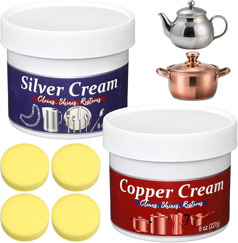 4 Pack Silver & Copper Cream Cleaner Polish 8oz - Metal Tarnish Remove