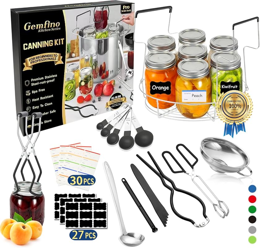 Essential Canning Supplies Starter Kit with Durable Canning Rack, Perf