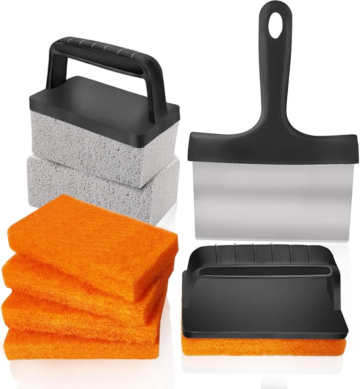 Professional 10-Piece Griddle Cleaning Kit with Heavy Duty Scraper, Gr