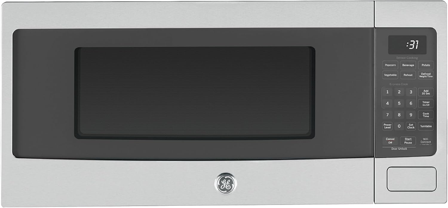 GE Profile PCHK11S1WSS Smart 1.1 Cu Ft Countertop Microwave, 800W, Sen
