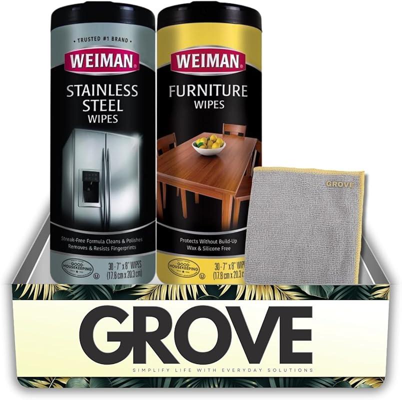 Weiman Wood Cleaner Polish Wipes (Lemon) & Stainless Steel Cleaner Wip