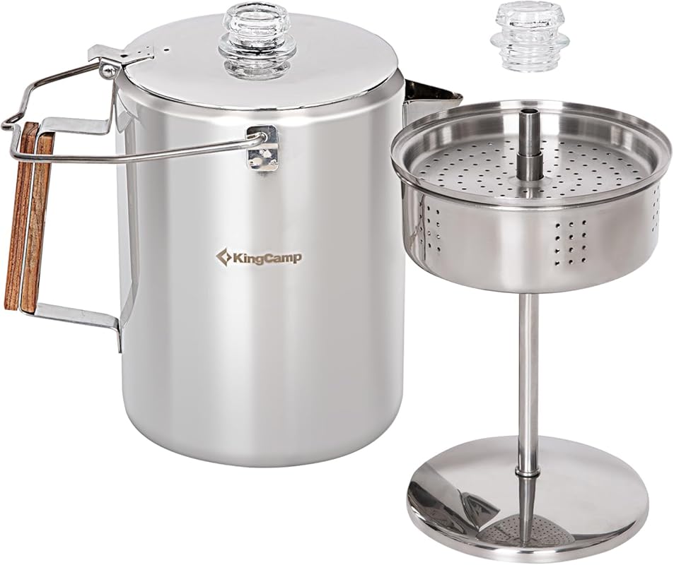 KingCamp 12-Cup 304 Stainless Steel Camping Percolator Coffee Pot with