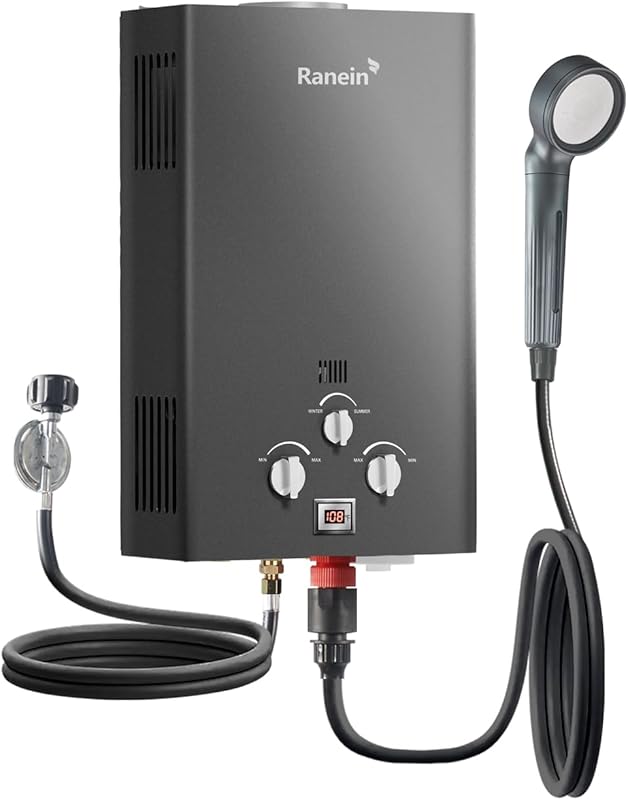 Ranein GEN II 12L Portable Outdoor Propane Tankless Water Heater, 3.18