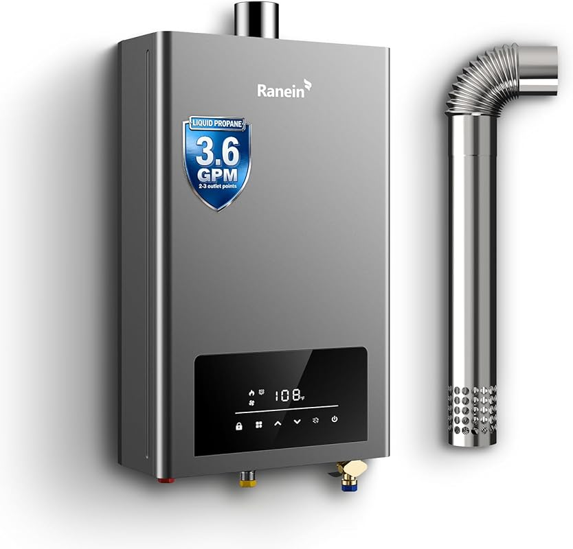 Ranein GEN II Indoor Propane Tankless Water Heater, 3.6 GPM 80,000 BTU
