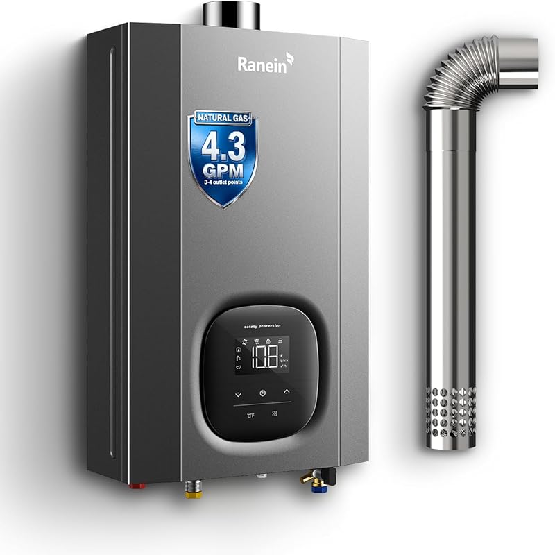 GEN II Ranein Natural Gas Tankless Water Heater, Indoor 4.3 GPM 100K B