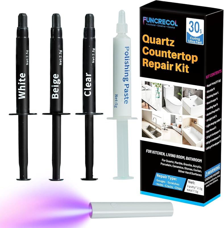 Pro Surface Repair Quick-Drying Quartz Countertop Chip Repair Kit for