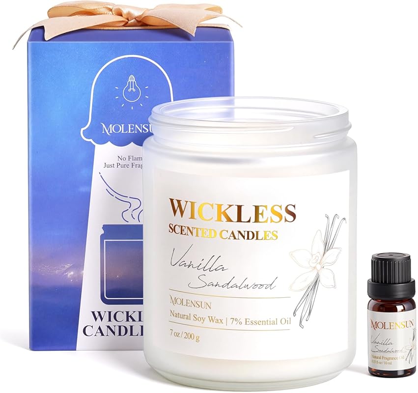 Vanilla Sandalwood Wickless Soy Candle: Flameless Non-Toxic for Warmer
