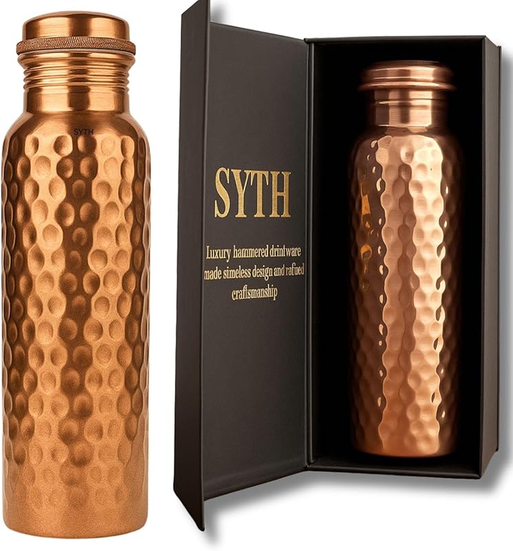 SYTH Luxury 34 Oz 100% Pure Copper Water Bottle, Lab-Tested, Leak-Proo