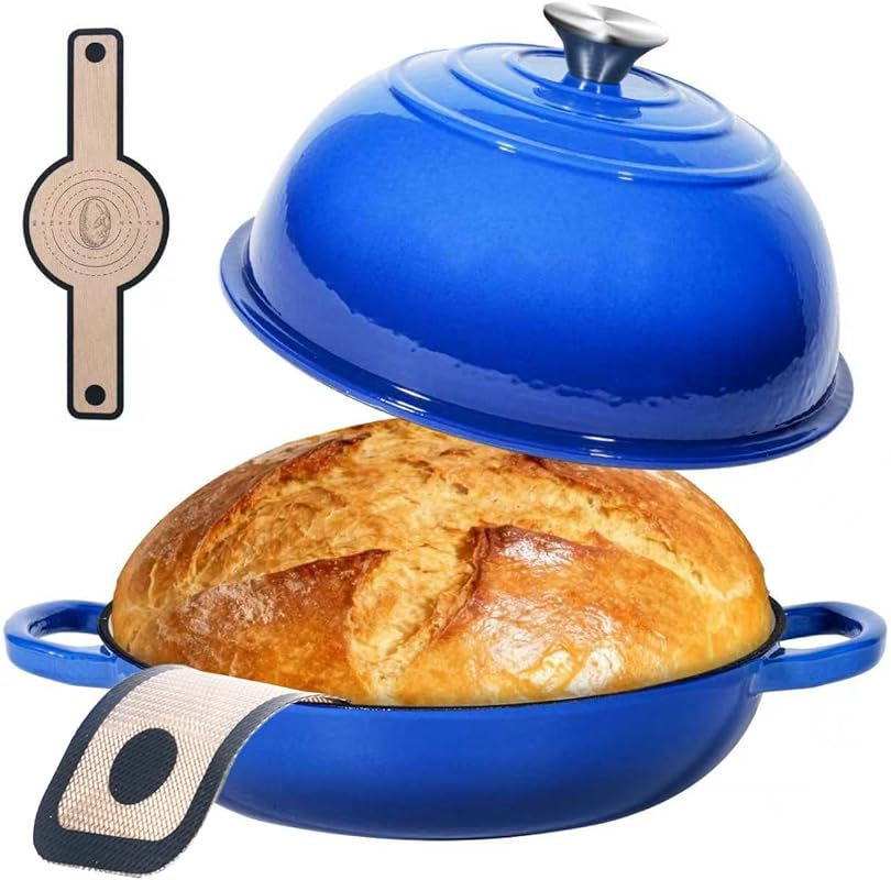 ONKO 6QT Enameled Cast Iron Dutch Oven Pot with Lid and Bread Dome for