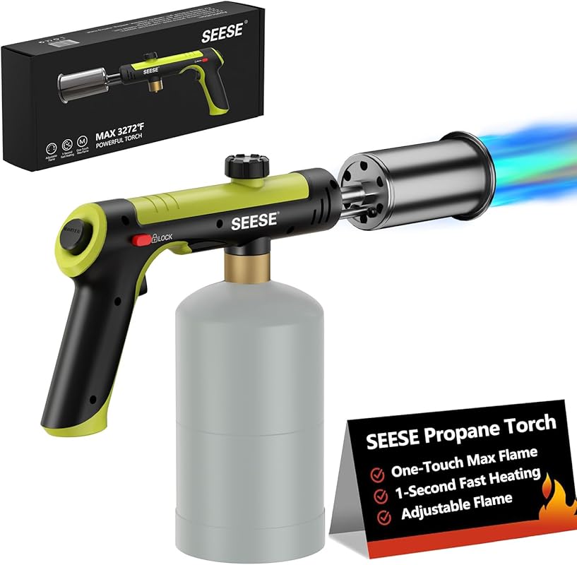 Powerful Propane Torch Gun: One-Touch Max Fire, Safety Lock, Adjustabl