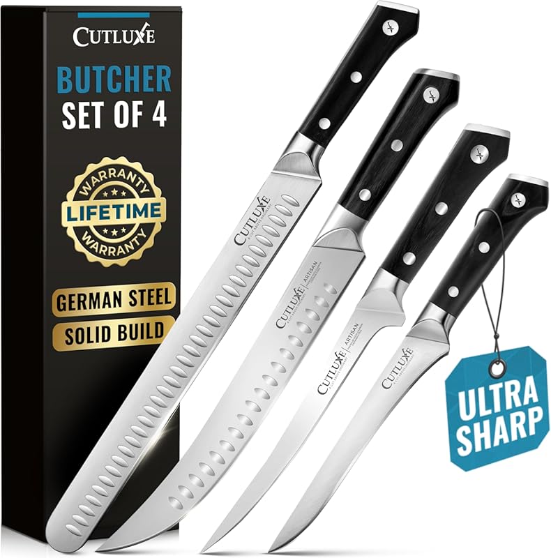 Cutluxe Artisan Series Butcher Knife Set: German Steel for Brisket, Bo