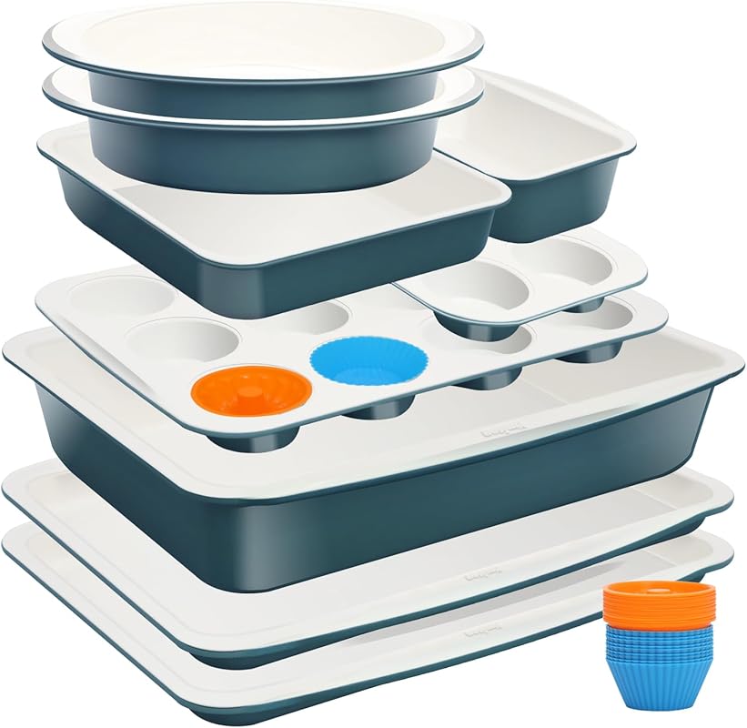 Blue 33-Piece Ceramic Nonstick Bakeware Set