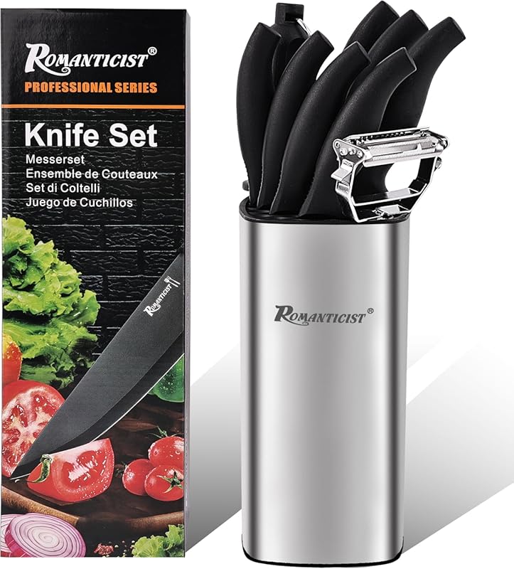 ROMANTICIST 10-Piece High Carbon Stainless Steel Kitchen Knife Set wit
