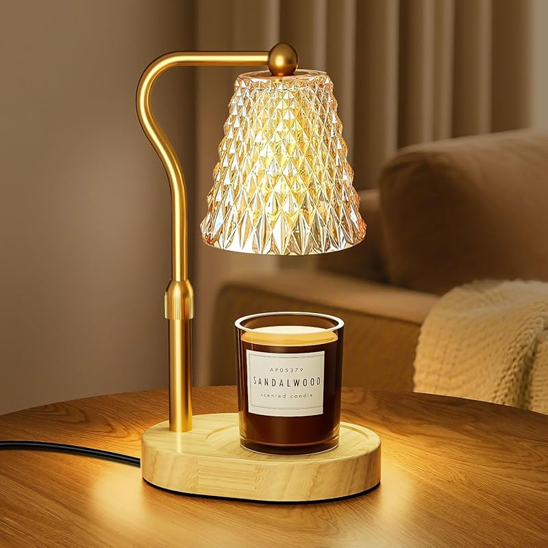 Candle Warmer Lamp: Timer, Dimmable, Adjustable Height, 2 Bulbs for Ja