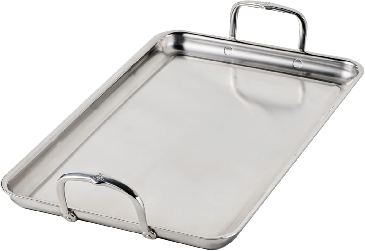 Hestan Provisions Tri-Ply Stainless Steel Double Burner Griddle, 21x13