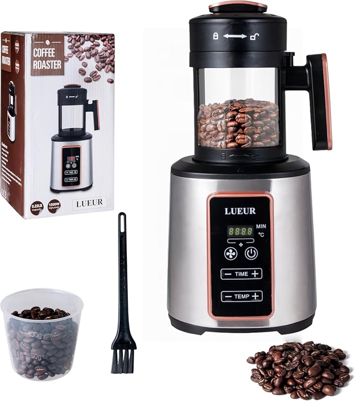 LUEUR Electric Hot Air Coffee Roaster for Home, 1500W, Adjustable Time