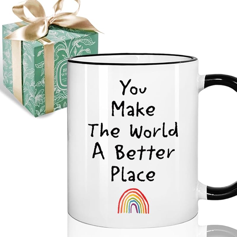11oz Inspirational 'You Make The World A Better Place' Rainbow Mug, Ap