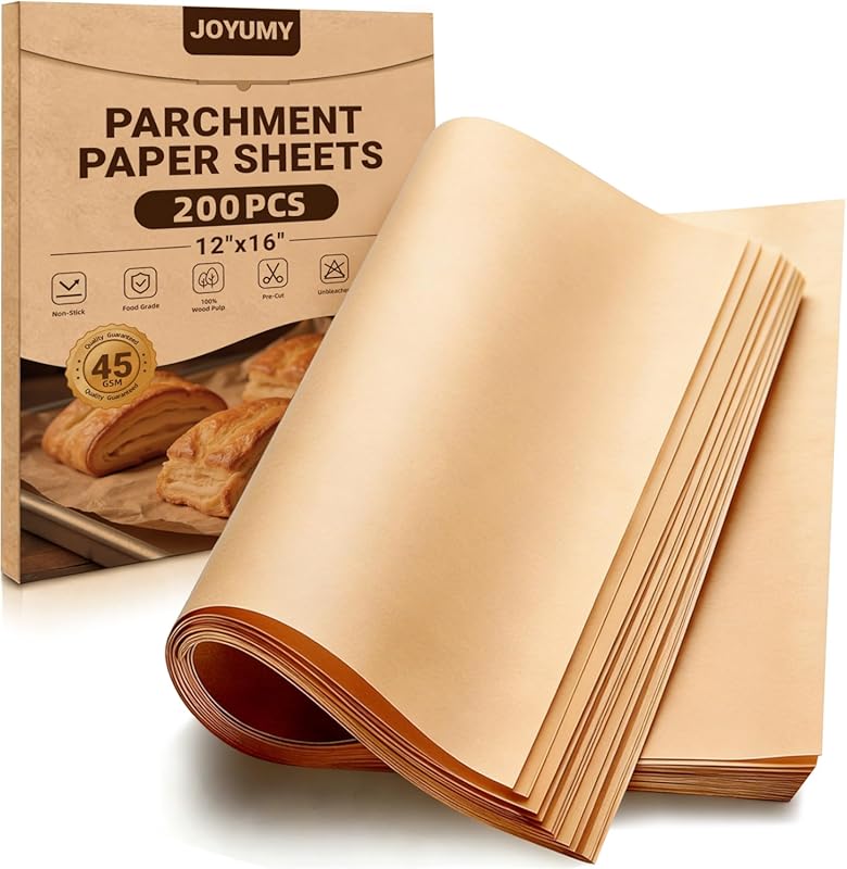 200 Pcs Unbleached Parchment Paper Sheets, 12x16 Inches, Non-Stick Pre