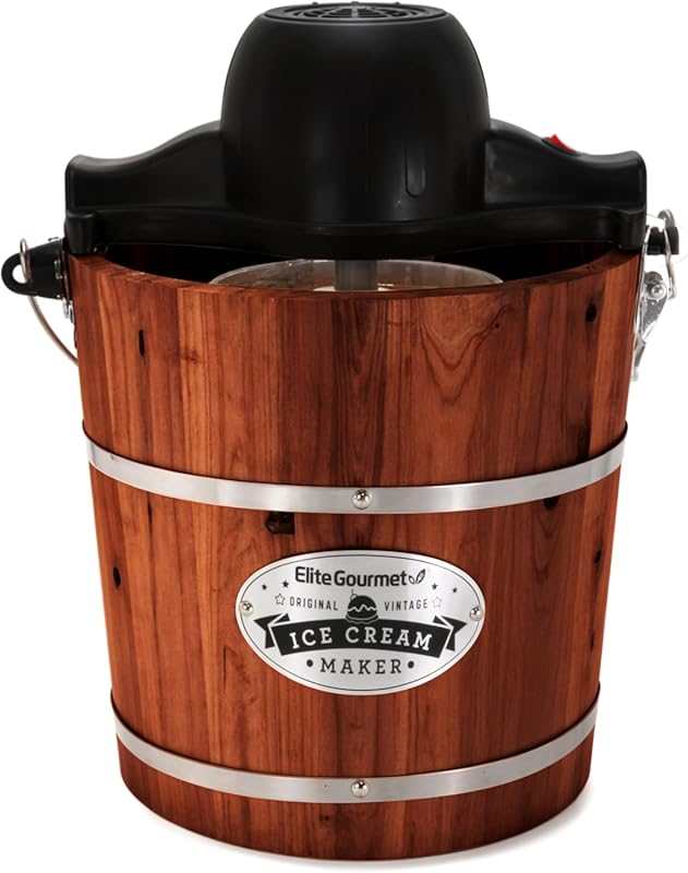Elite Gourmet EIM418 4-Quart Old Fashioned Electric Ice Cream Maker, V