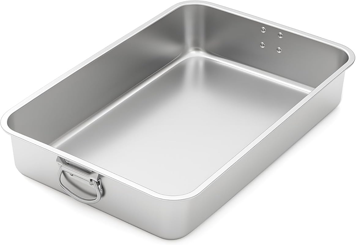 Extra Large 23.5'' Stainless Steel Roasting Pan with Handle, Thickened