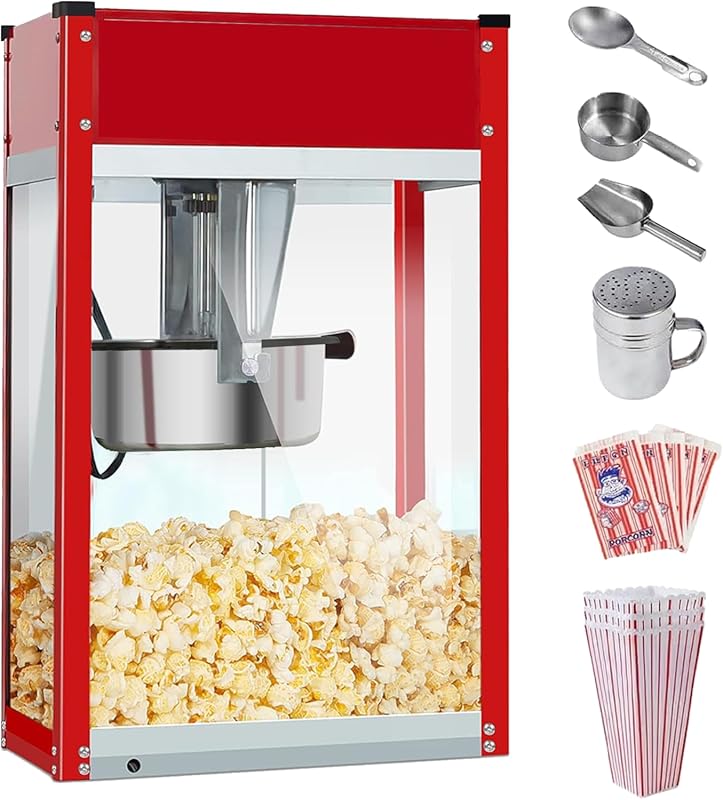Electric 8 Oz Countertop Popcorn Machine, 1500W Theater Style Popper, 