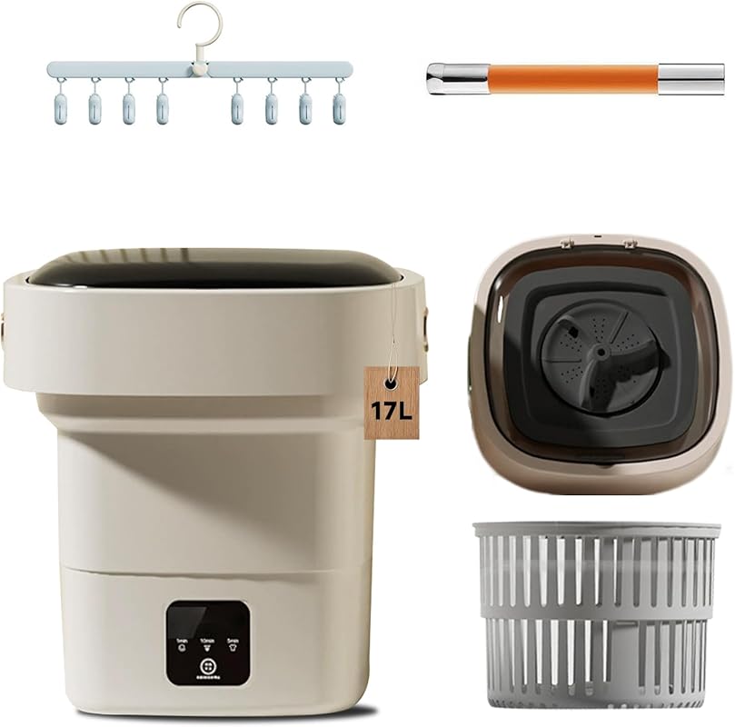 17L Upgraded Mini Foldable Portable Washer, Deep Cleaning for Baby & P
