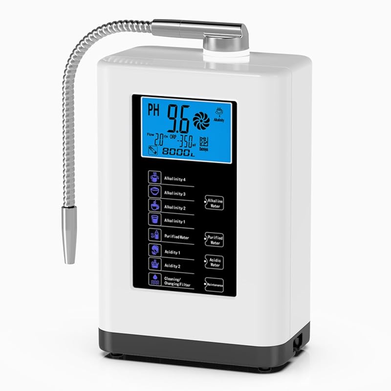 Smart Alkaline Water Ionizer Machine: 5 Titanium Plates, pH 4-10.5, -5