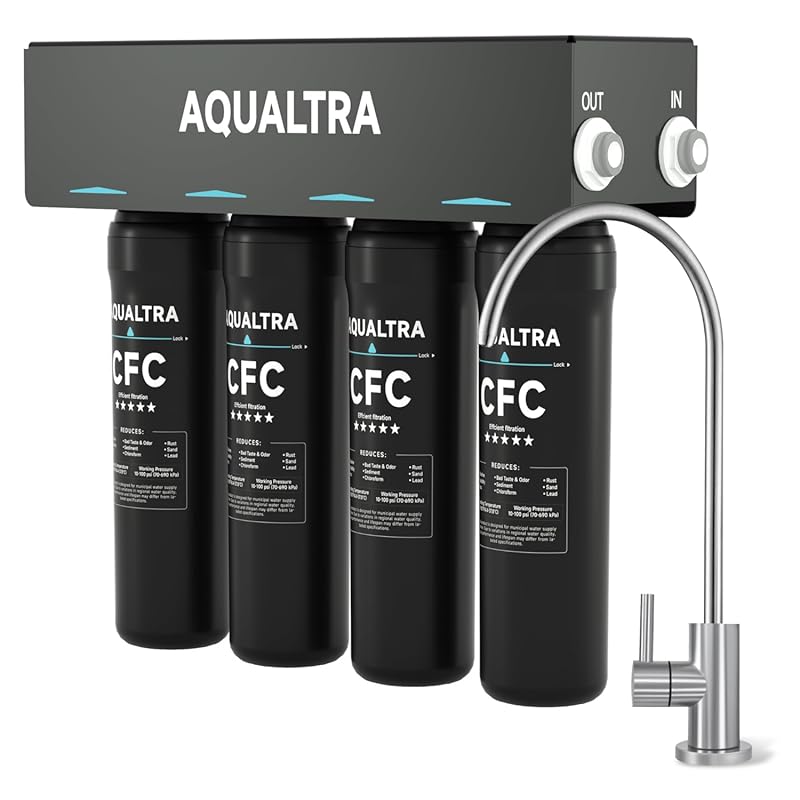 AQUALTRA USF-4F-10 Under Sink Water Filtration System, Commercial, 65K