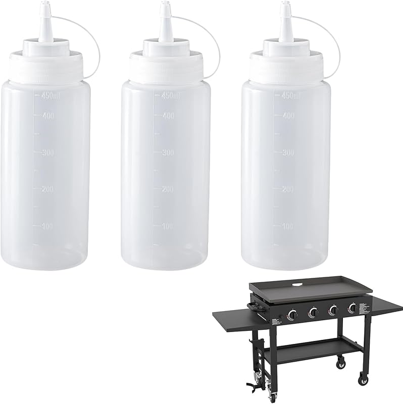 3-Pack 16 OZ Non-Leakage Squeeze Squirt Bottles with Caps Compatible w