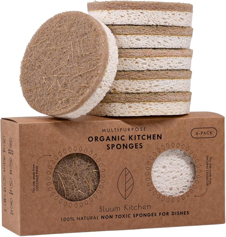 6-Pack Organic Natural Kitchen Sponges