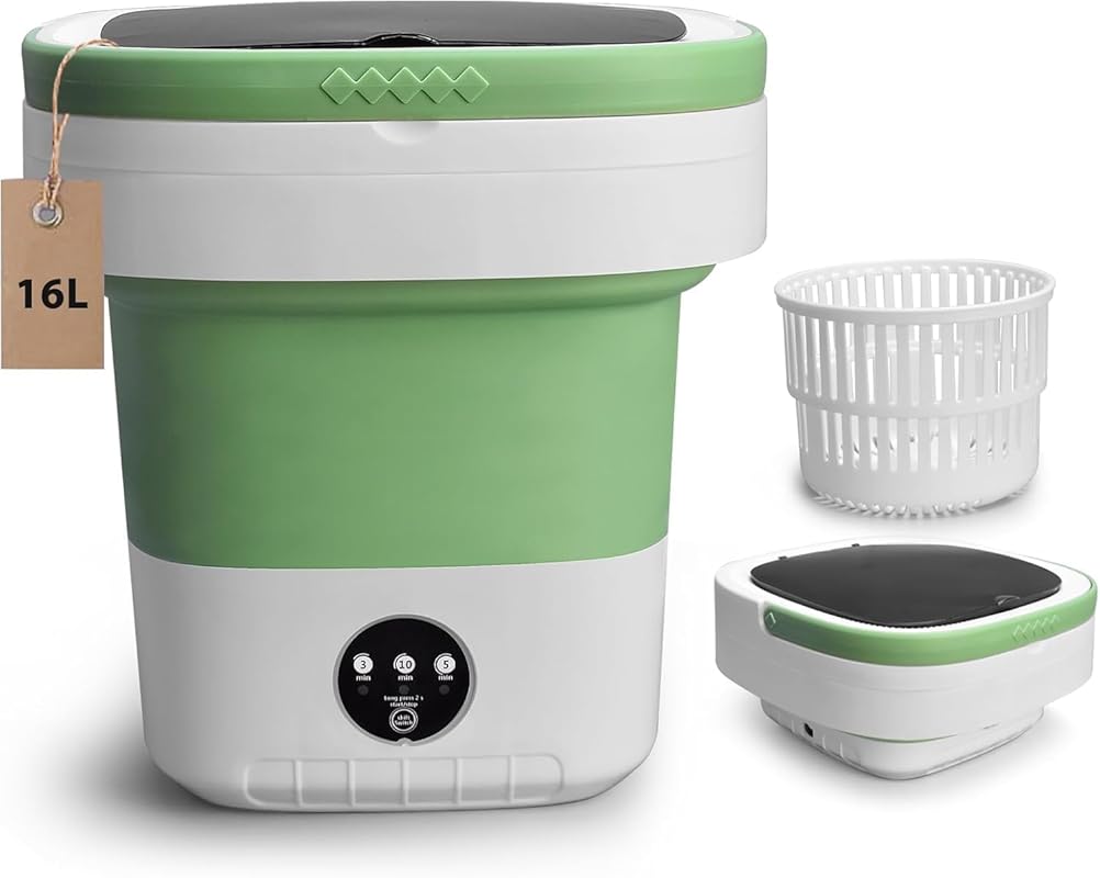 Mini Portable Foldable Washing Machine, Upgraded Washer with Spin Bask