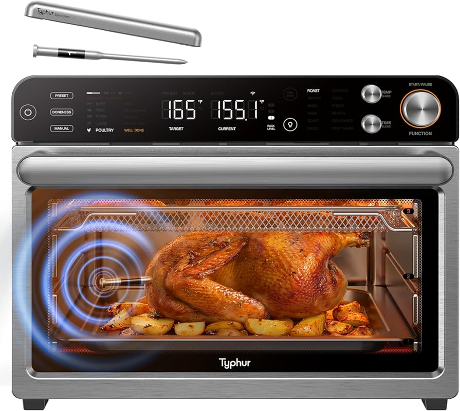 Typhur Sync Oven, 27QT 12-in-1 Air Fryer Toaster Oven Combo, Smart AI 