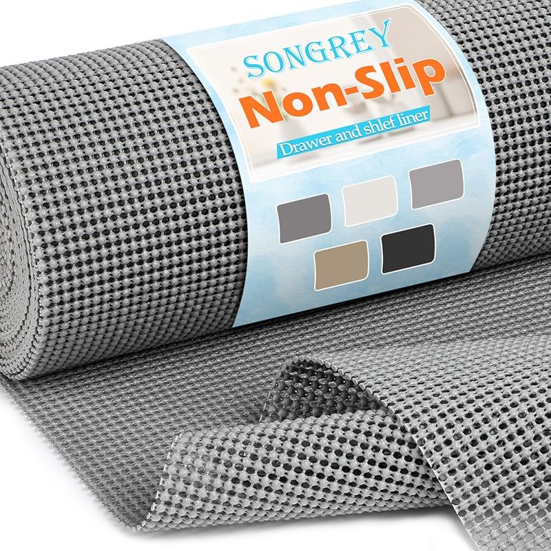 Songrey Thick Non-Adhesive Drawer & Shelf Liner; Strong Grip, Non-Slip