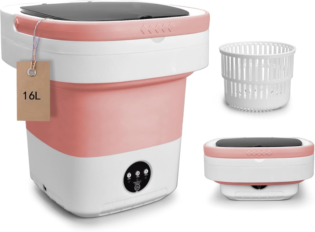 Portable Mini Foldable Washing Machine, 16L Collapsible Washer & Dryer