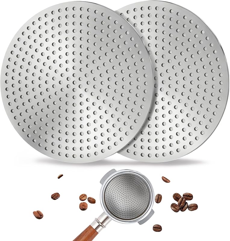 2 Pack 53.3mm 3rd Gen Dual-Layer Espresso Puck Screen, 316 Stainless S