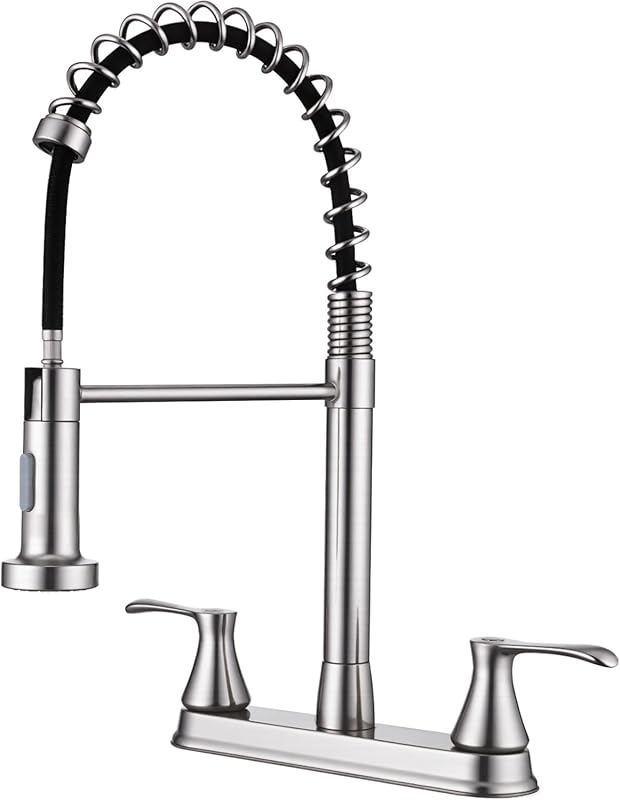 HOMELODY Commercial 2-Handle Kitchen Faucet with Pull Down Sprayer & 3