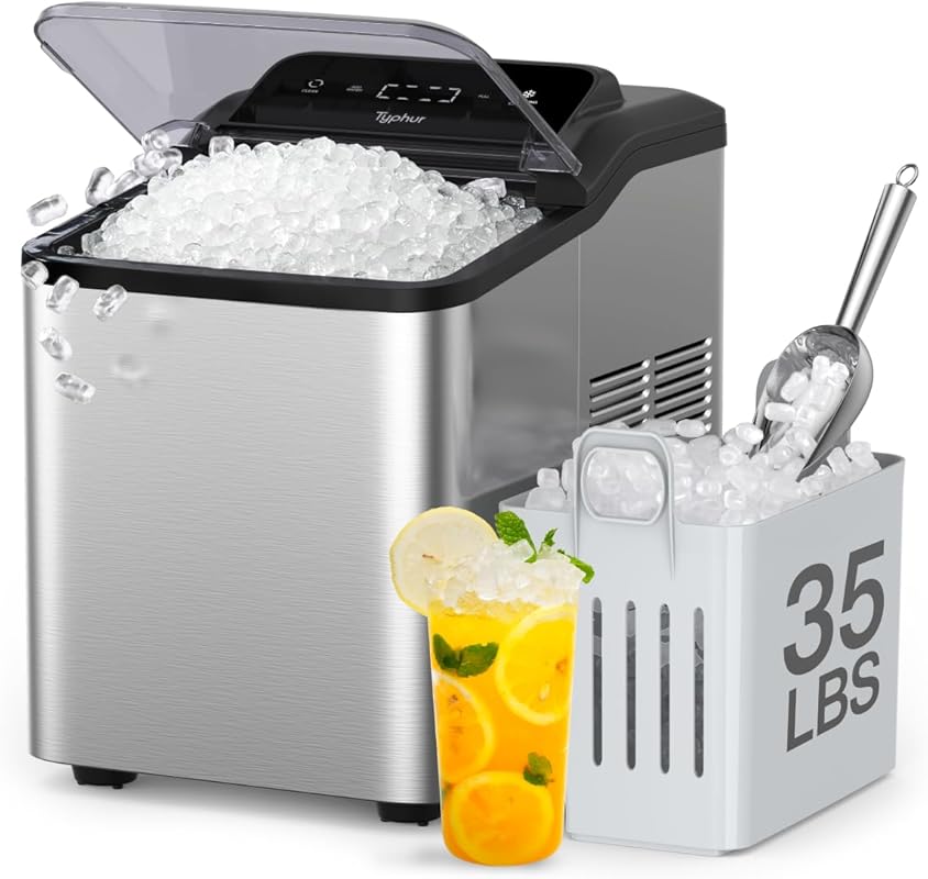 Typhur Fast Nugget Ice Maker Countertop, Self-Cleaning Crushed Pebble 