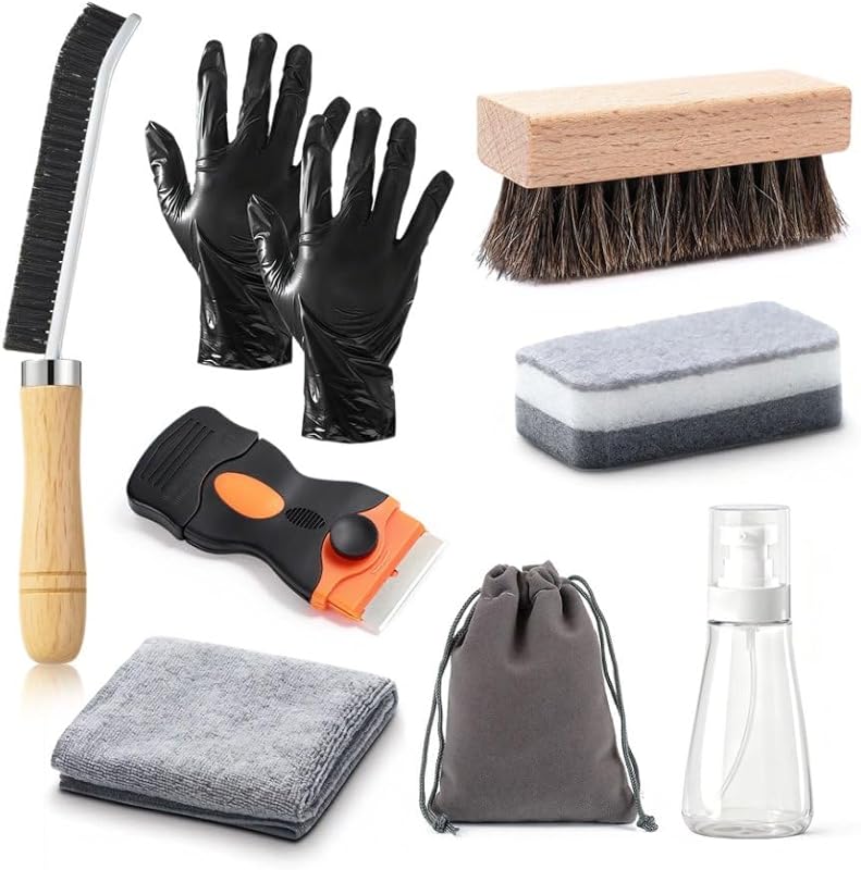 9 Pcs Headstone Cleaner Kit for Granite Graves – Includes Brushes, Spo