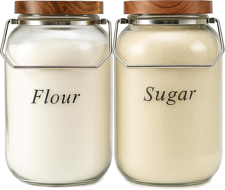 2 Pack 1 Gallon Wide Mouth Glass Jars with Handles & Airtight Lids for
