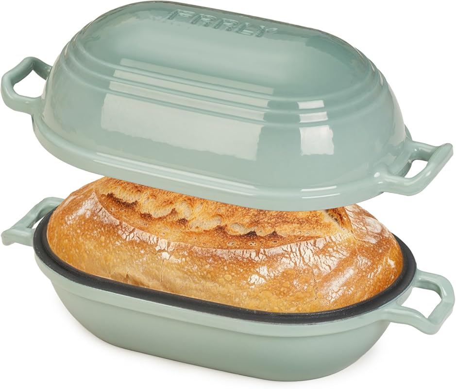 Enameled Cast Iron Oval Dutch Oven 2.8QT with Lid for Sourdough Bread 